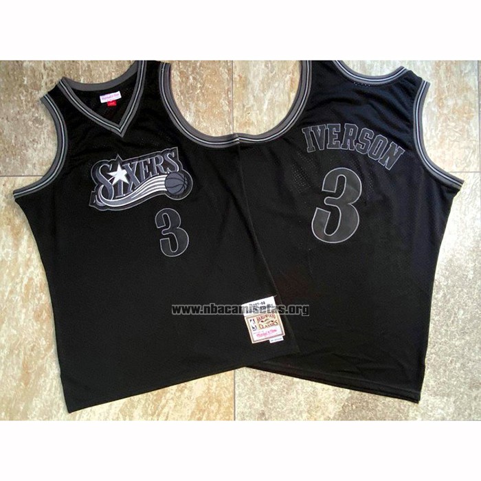 Camiseta Philadelphia 76ers Allen Iverson NO 3 Hardwood Classics 1997-98 Negro